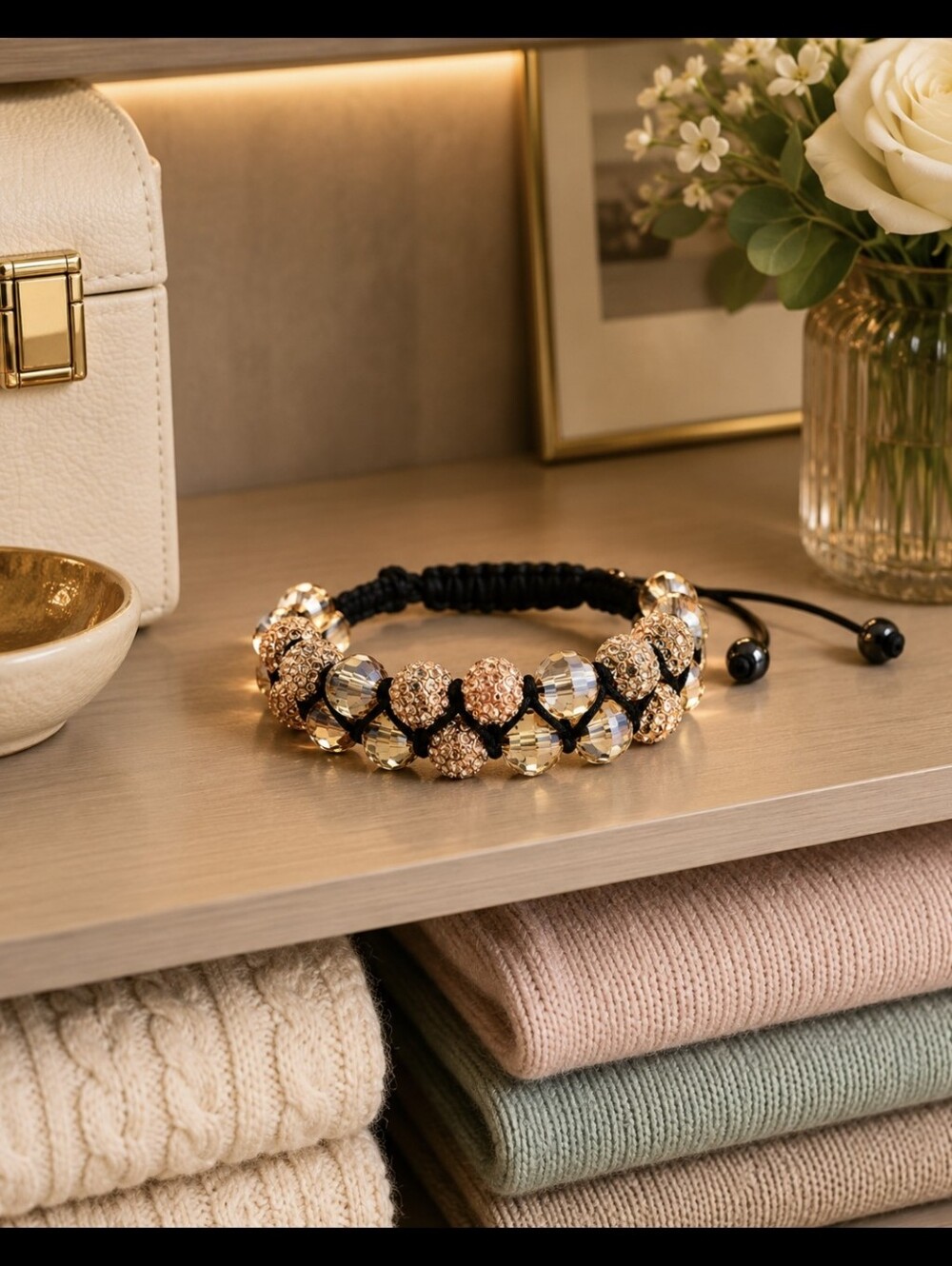2/$30 Double Chballa Rose Gold Crystal Bracelet
